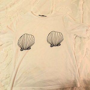 SHEIN, white, seashell Tshirt
